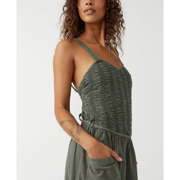 FREE PEOPLE Forever And Always Ruched One Piece / Dried Basil - Picture 8 of 10